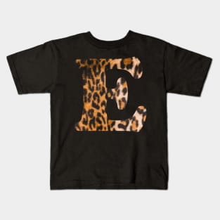 Letter E leopard print Kids T-Shirt